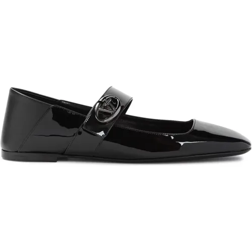 Schwarze Lederballerinas Elegante Schuhe - Valentino Garavani - Modalova