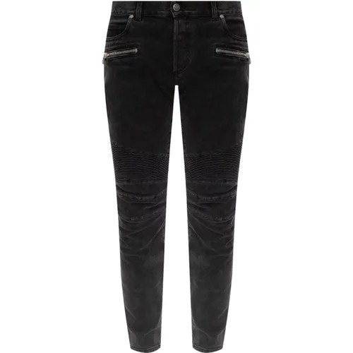 Slim Fit Dark Grey Denim Jeans , male, Sizes: W30, W29 - Balmain - Modalova