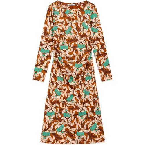 Bedrucktes Jersey-Kleid mit Drapierung , Damen, Größe: XL - Maliparmi - Modalova