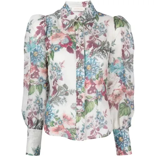 Floral Print Linen and Silk Shirt , female, Sizes: L, M - Zimmermann - Modalova