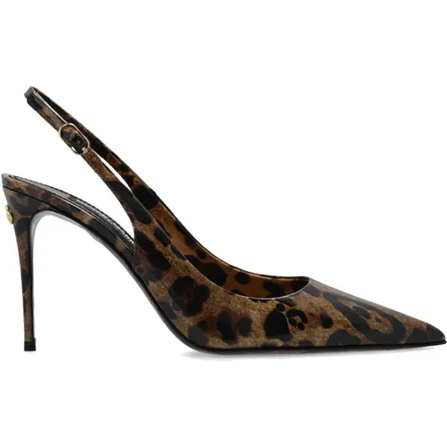 Leopard Print Slingback Pumps , female, Sizes: 3 1/2 UK - Dolce & Gabbana - Modalova