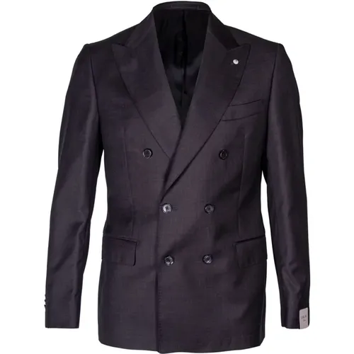 Blazers, male, , Size: XL Wool Double-Breasted Suit Jacket - L.b.m. 1911 - Modalova