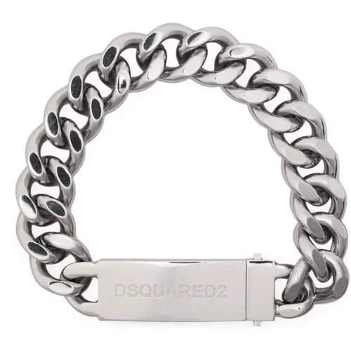 Silver Tone Chain-Link Bracelet , male, Sizes: L, M, S - Dsquared2 - Modalova