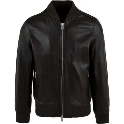 Lined Leather Collar Zipper Coats , male, Sizes: XL, L - Liu Jo - Modalova