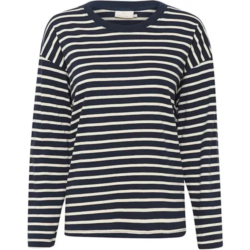 Striped Long Sleeve T-Shirt Midnight/Antique White , female, Sizes: S, M, L - Kaffe - Modalova