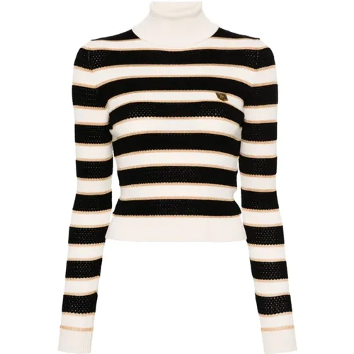 Turtlenecks, female, , Size: L Striped Metallic Sweater - Elisabetta Franchi - Modalova