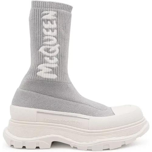 Logo-Print Sock-Style Boots , female, Sizes: 2 1/2 UK - alexander mcqueen - Modalova