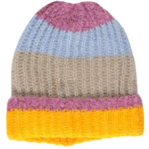 Beanies, female, , Size: ONE SIZE Yellow Acrylic Beanie Hat Women's Fall/Winter Collection - Pieces - Modalova