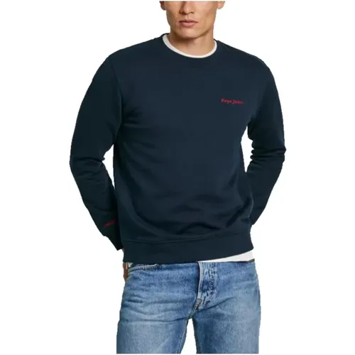 Klassischer Herren-Sweatshirt mit Besticktem Logo , Herren, Größe: L - Pepe Jeans - Modalova