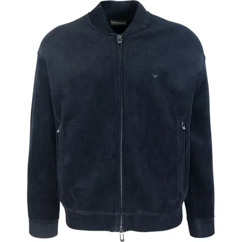 Bomber Jacket Multistripe Velvet , male, Sizes: L - Emporio Armani - Modalova