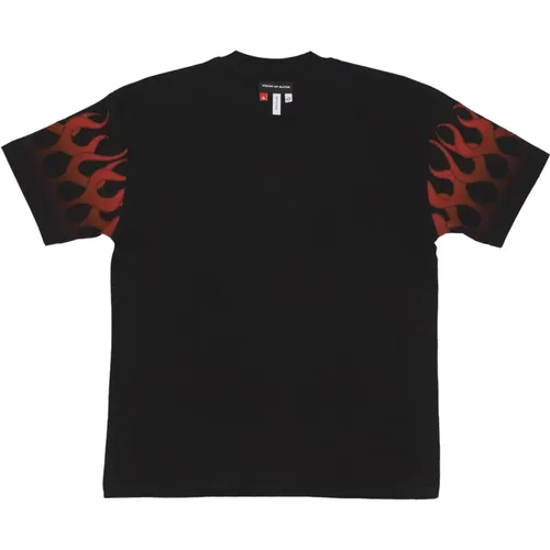 Flames Racing Tee Schwarz/Rot , Herren, Größe: L - VISION OF SUPER - Modalova