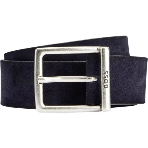 Belts, male, , Size: 95 CM Luxurious Linen Dark Belt - Hugo Boss - Modalova