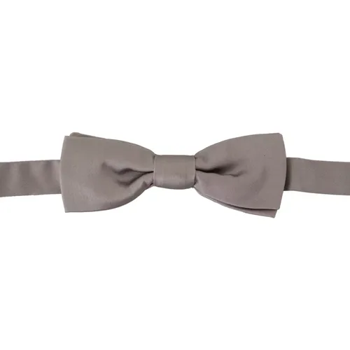 Bowties, male, , Size: ONE SIZE Elegant Silver Silk Bow Tie - Dolce & Gabbana - Modalova