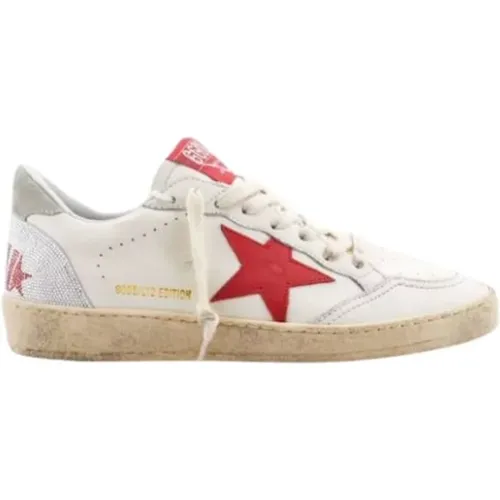 Sneakers, female, , Size: 10 US Red Star Swarovski Crystal Heel Sneakers - Golden Goose - Modalova