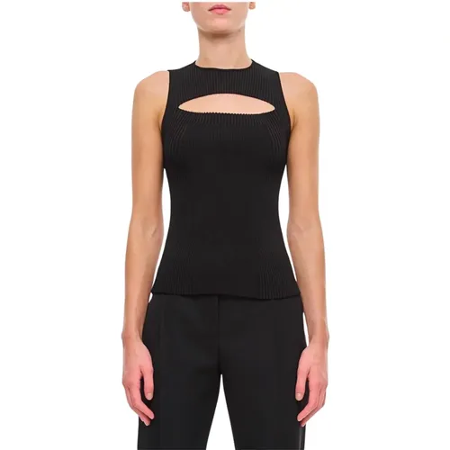 Round-neck Knitwear, female, , Size: XS Ribbed Knit Sleeveless Top - alexander mcqueen - Modalova