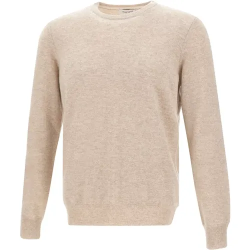 Round-neck Knitwear, male, , Size: 4XL Cashmere Wool Sweater Sand Crew Neck - Kangra - Modalova