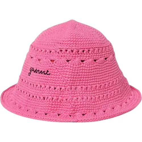 Hats, female, , Size: ONE SIZE Crochet Bucket Hat - Ganni - Modalova