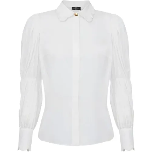 Chain Stitched Cotton Shirt , female, Sizes: M - Elisabetta Franchi - Modalova