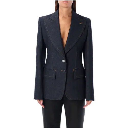 Dark Indigo Denim Blazer Jacket , female, Sizes: 2XS - Tom Ford - Modalova