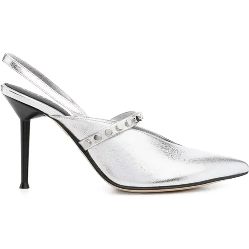 Pumps, female, , Size: 10 US Silver Stiletto Heel Stud Strap Shoes - alexander mcqueen - Modalova