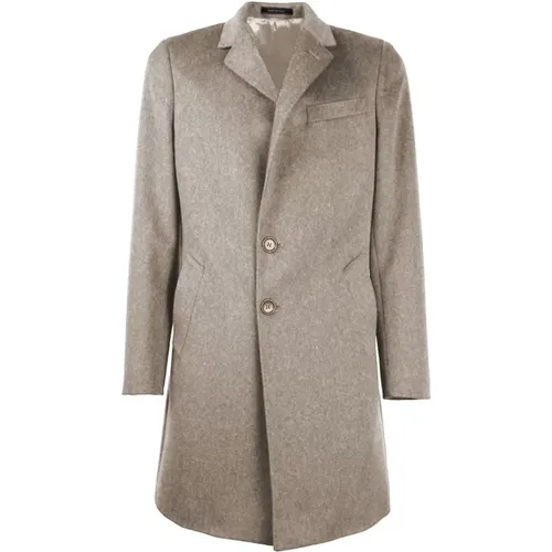 Single-Breasted Coats, male, , Size: XL Wool Jacket with Loro Piana Fabric - Made in Italia - Modalova