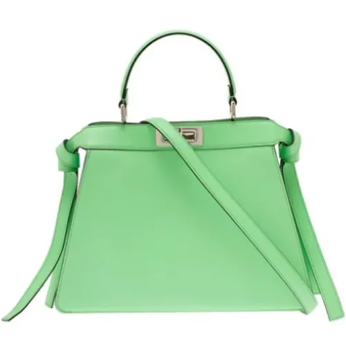 Elegant Mint Leather Tote Bag , female, Sizes: ONE SIZE - Fendi - Modalova