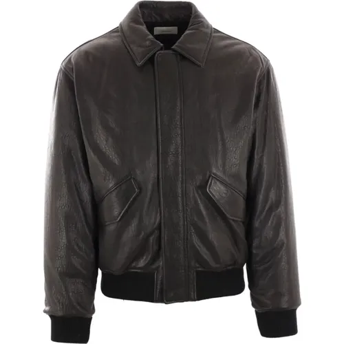 Bomber Jacket with Ribbed Edges , male, Sizes: M - Saint Laurent - Modalova