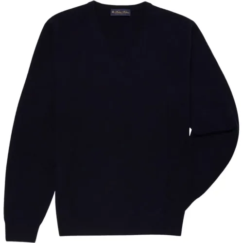 Wolle und Kaschmir-V-Ausschnitt-Pullover , Herren, Größe: 2XL - Brooks Brothers - Modalova