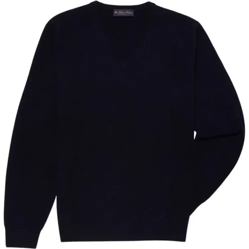 Wolle und Kaschmir-V-Ausschnitt-Pullover , Herren, Größe: M - Brooks Brothers - Modalova