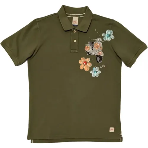 Polo Shirts, male, , Size: 2XL Hand-painted Vespa polo in olive - BOB - Modalova
