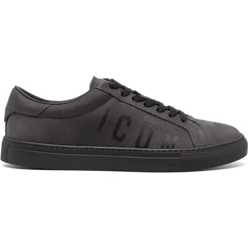 Graue Leder Logo Sneakers , Herren, Größe: 41 EU - Dsquared2 - Modalova