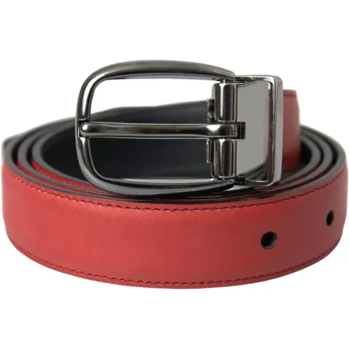 Belts, male, , Size: 95 CM Leather Metal Buckle Belt - Dolce & Gabbana - Modalova