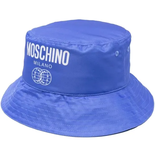 Hats, male, , Size: M Logo-Print Bucket Hat for Men - Moschino - Modalova