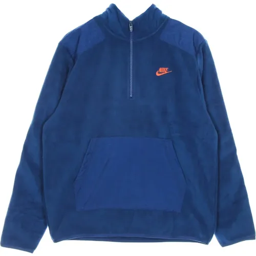 Sweatshirts, male, , Size: S High Neck Fleece Zip Jacket /Orange - Nike - Modalova