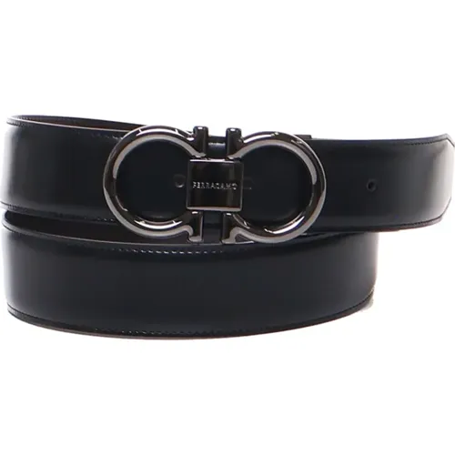 Belts, male, , Size: 105 CM Calfskin Belt with Iconic Gancini Buckle - Salvatore Ferragamo - Modalova