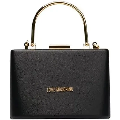 Schwarze Polyethylen Mini-Handtasche mit Kette - Love Moschino - Modalova