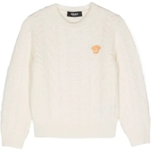 Kinder Zopfmuster Strickpullover Elfenbein - Versace - Modalova