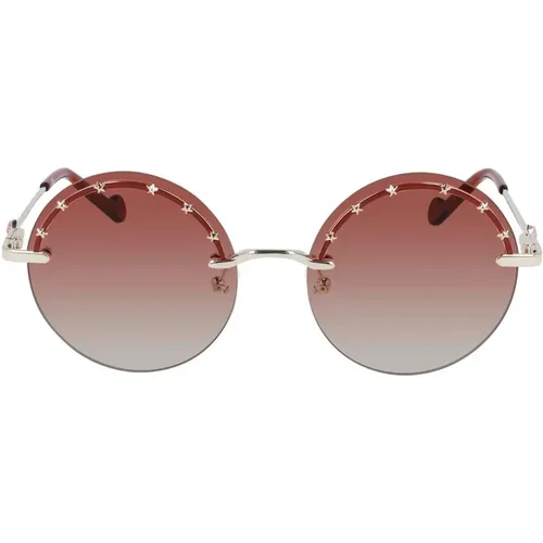 Sunglasses, female, , Size: ONE SIZE Gold Metal Sunglasses with Garnet Glass - Liu Jo - Modalova