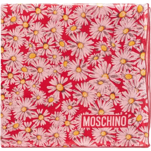 Silky Scarves, unisex, , Size: ONE SIZE Silk scarf with floral motif - Moschino - Modalova