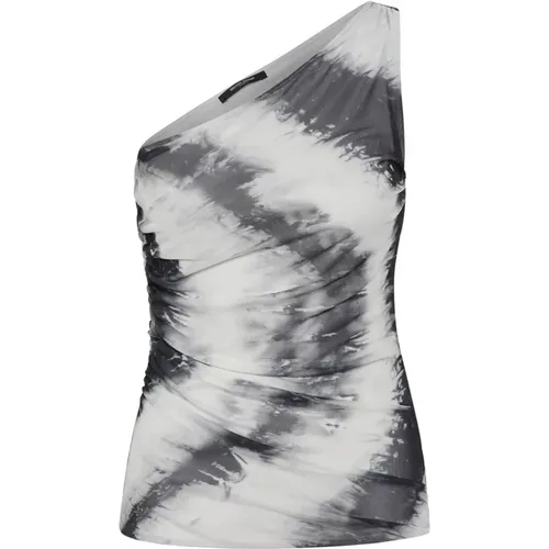 One-Shoulder Mesh Top Tie-Dye Print , female, Sizes: S, XS, M, L, XL - Bruuns Bazaar - Modalova