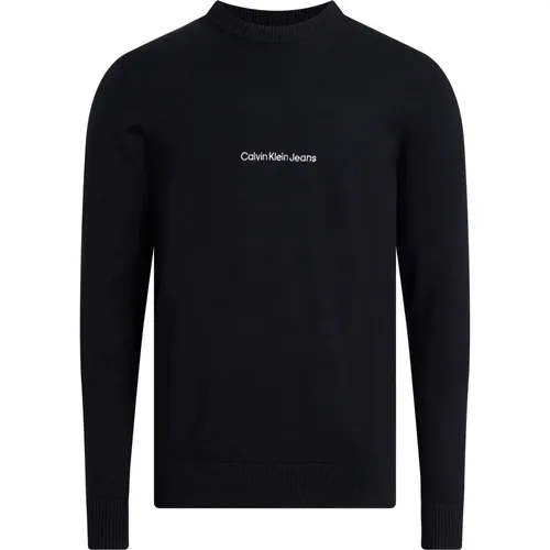 Sweater with Contrast Logo , male, Sizes: XL, 2XL, L, S - Calvin Klein - Modalova