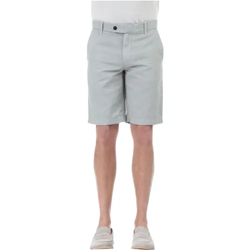 Grüne Baumwoll-Leinen Bermuda Shorts , Herren, Größe: W33 - Eleventy - Modalova