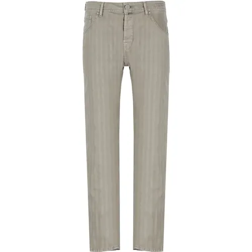 Grey Cotton Linen Jeans with Logo , male, Sizes: W32, W35, W34, W36, W33, W30, W31 - Jacob Cohën - Modalova