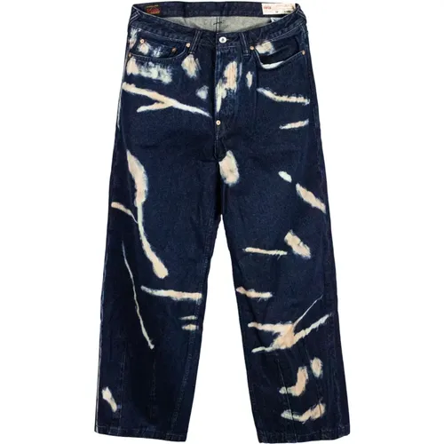 Straight Jeans, male, , Size: W30 Tie-Dye Printed Seagull Jeans - Evisu - Modalova