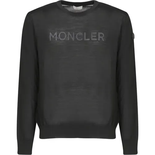 Schwarzer Pullover mit langen Ärmeln Minimalistisches Design , Herren, Größe: XL - Moncler - Modalova