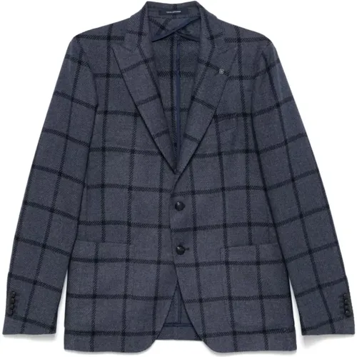 Blazers, male, , Size: L Checked Blazer - Tagliatore - Modalova