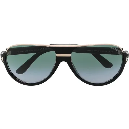 Glänzende Sonnenbrille mit grünem Verlaufsglas - Tom Ford - Modalova