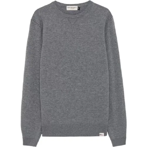 Sweatshirts, male, , Size: L Grey Wool Cashmere Pullover Sweatshirt - Roy Roger's - Modalova