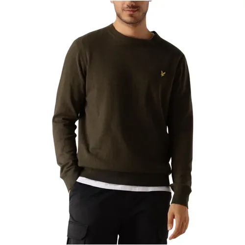 Grüner Cotton Merino Crew Neck Jumper,Baumwoll-Merinowolle Rundhalspullover,Baumwoll-Merino-Rundhalspullover,Baumwolle Merino Rundhals Pullover Blau, - Lyle & Scott - Modalova