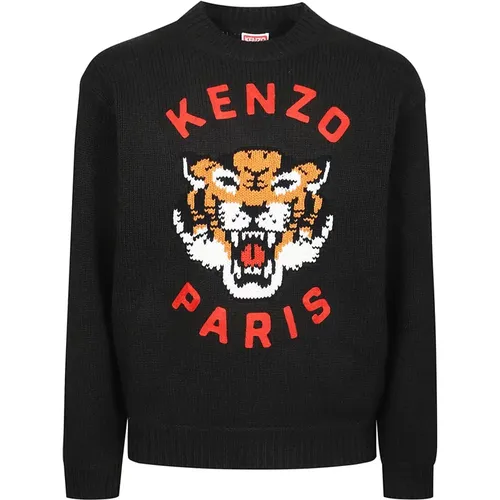 Round-neck Knitwear, male, , Size: M Lucky Tiger Sweater - Kenzo - Modalova